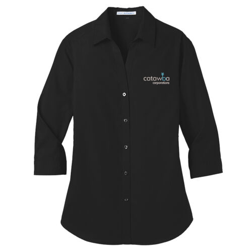 Embroidered - Ladies 3/4 Sleeve Carefree Poplin Shirt Thumbnail