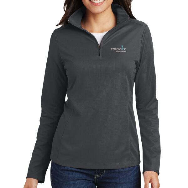 Embroidered   - Ladies Pinpoint Mesh 1/2 Zip Thumbnail