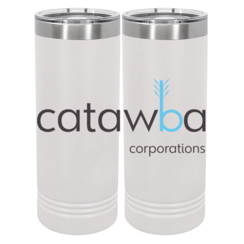 Printed  - 20 oz Stainless White Skinny Tumbler with Stainless Straw and Lid Thumbnail